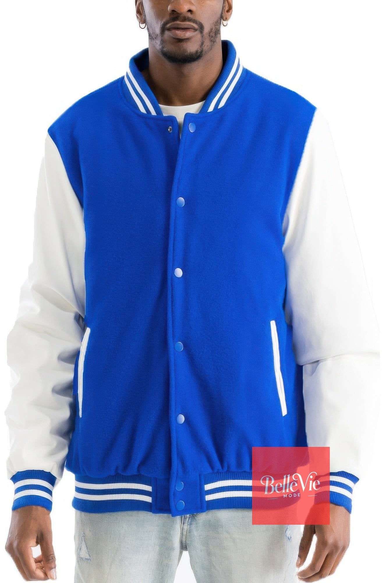 BelleVie Mode Royal / S Melton Lettermans Varsity Jacket