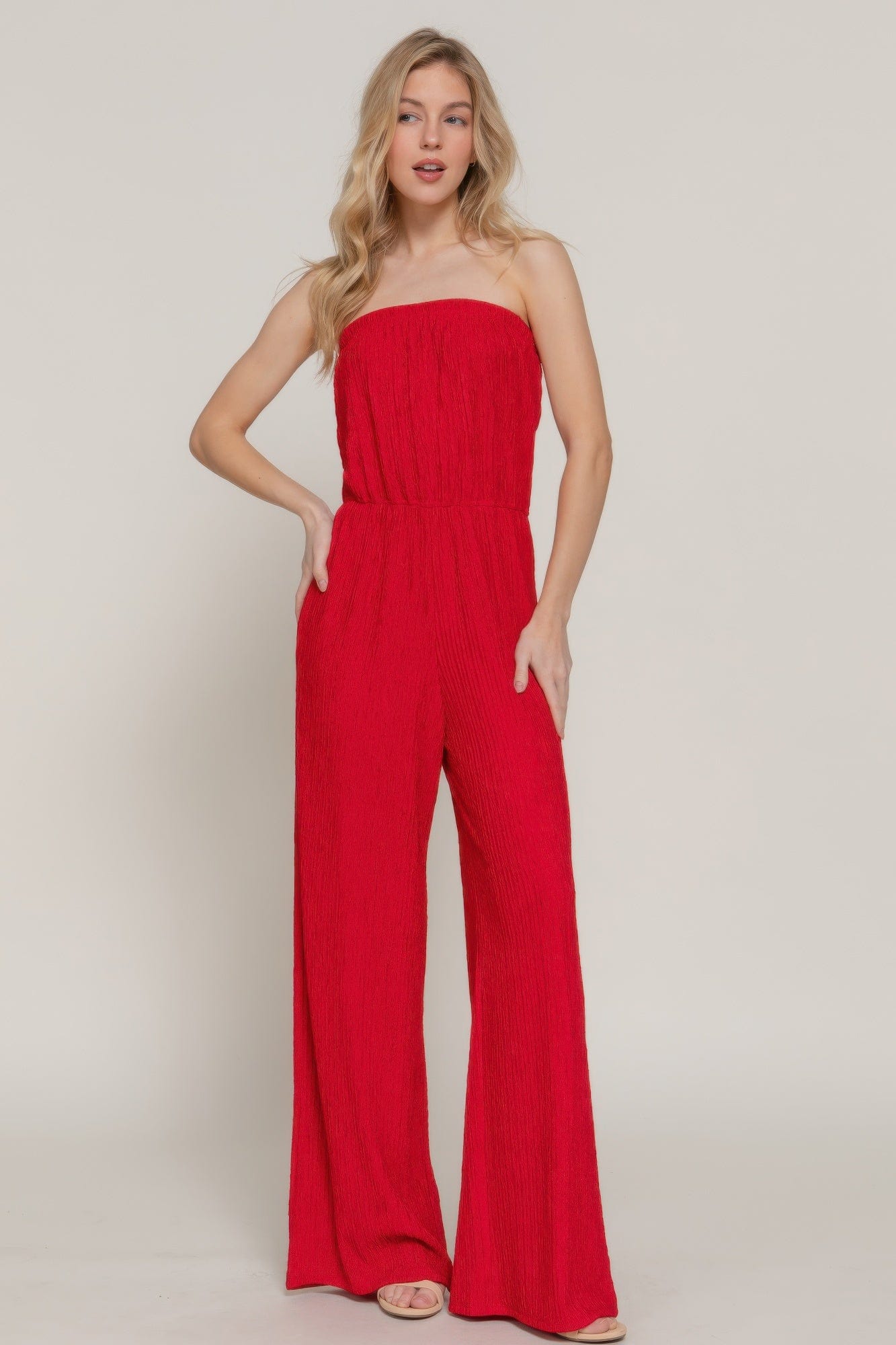 BelleVie Mode S Crinkle Knit Tube Jumpsuit