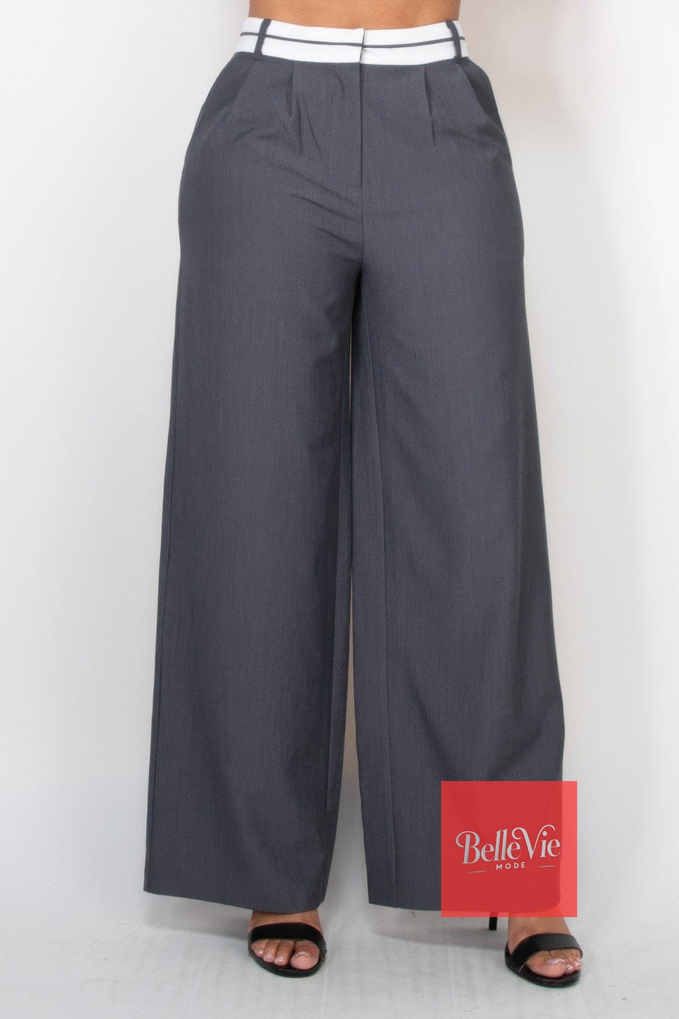 BelleVie Mode S Pleated Double Waistband Pants