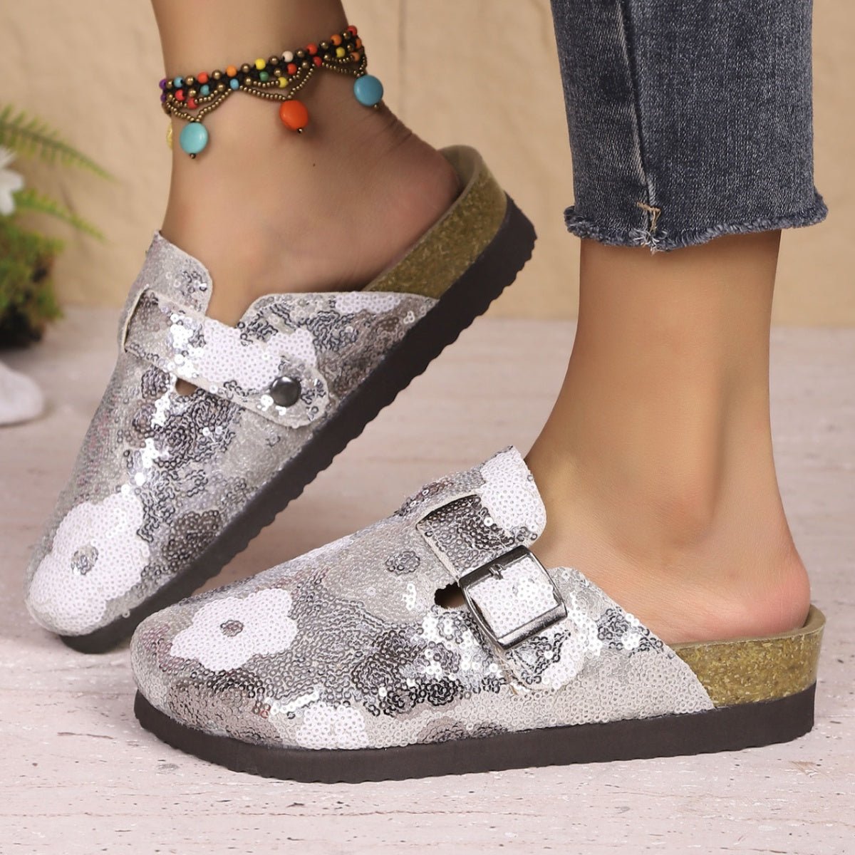 Sequin Round Toe Slip - Ons - BelleVieMode