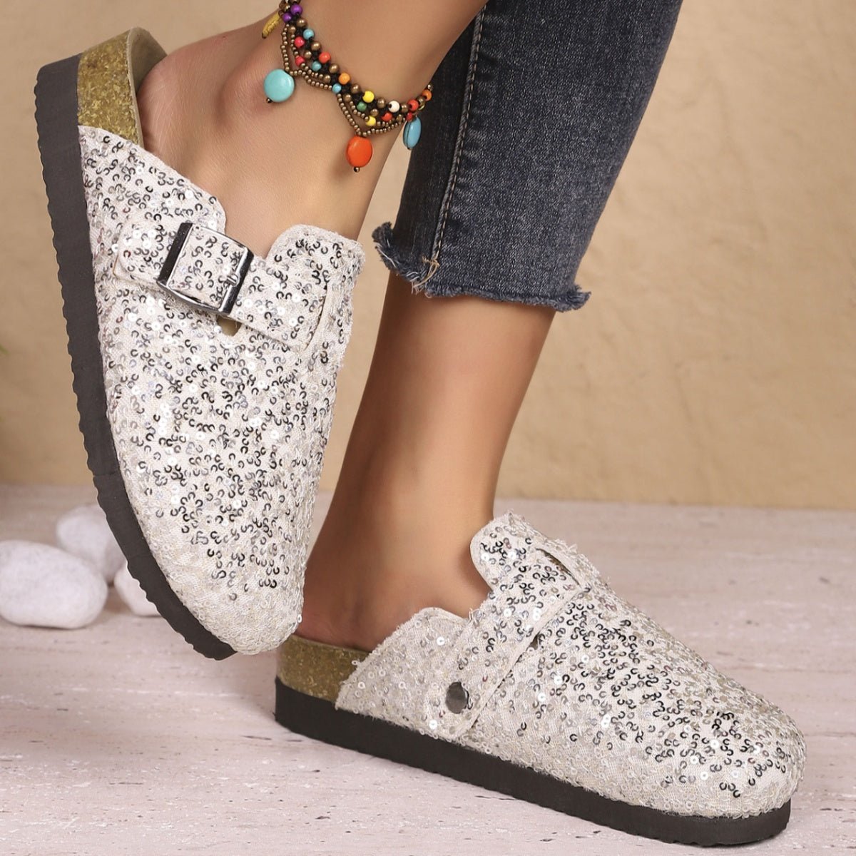 Sequin Round Toe Slip - Ons - BelleVieMode