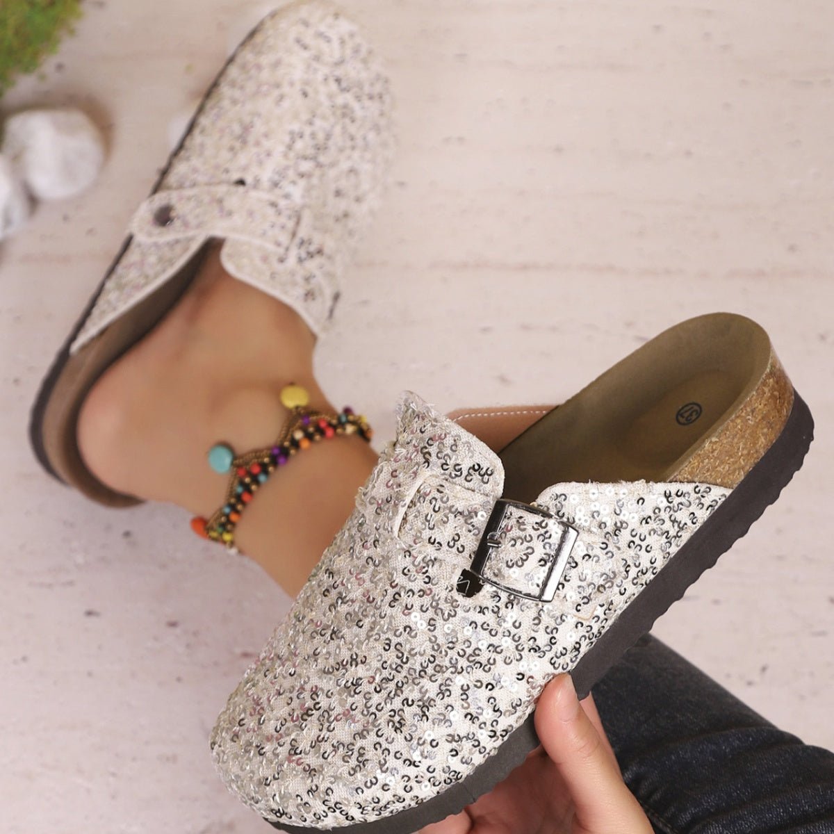 Sequin Round Toe Slip - Ons - BelleVieMode
