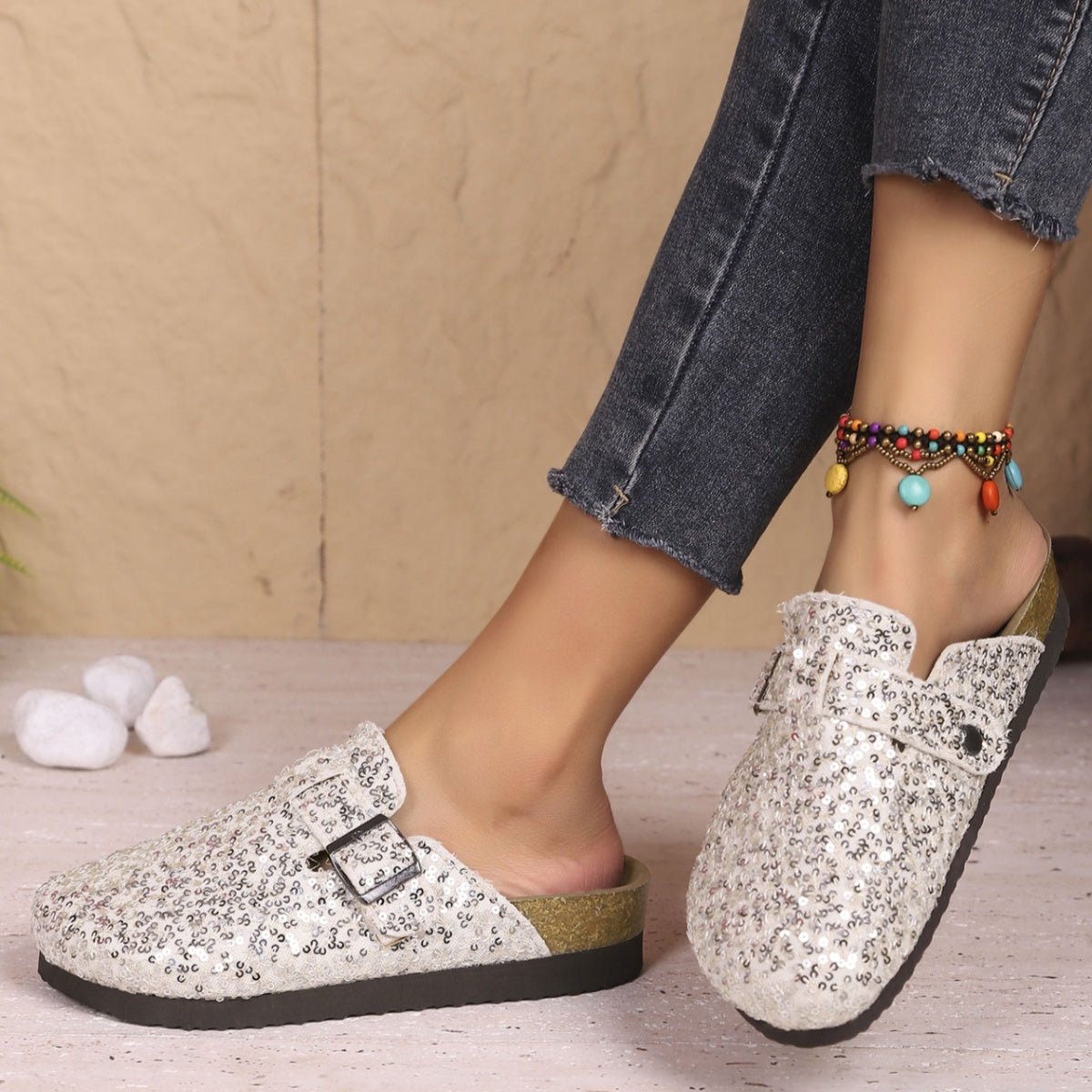 Sequin Round Toe Slip - Ons - BelleVieMode