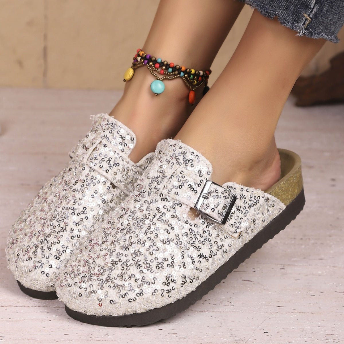 Sequin Round Toe Slip - Ons - BelleVieMode