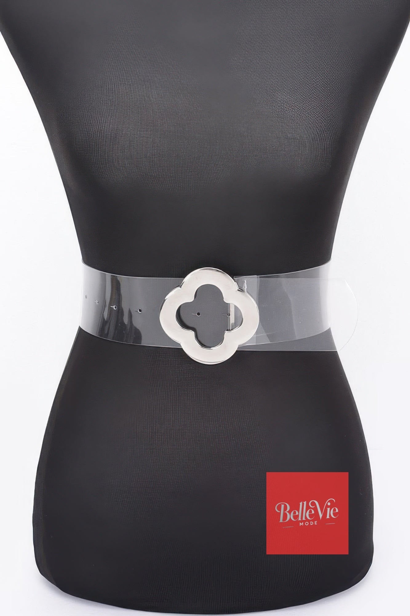 BelleVie Mode Silver clear Metal Buckle Clear Belt