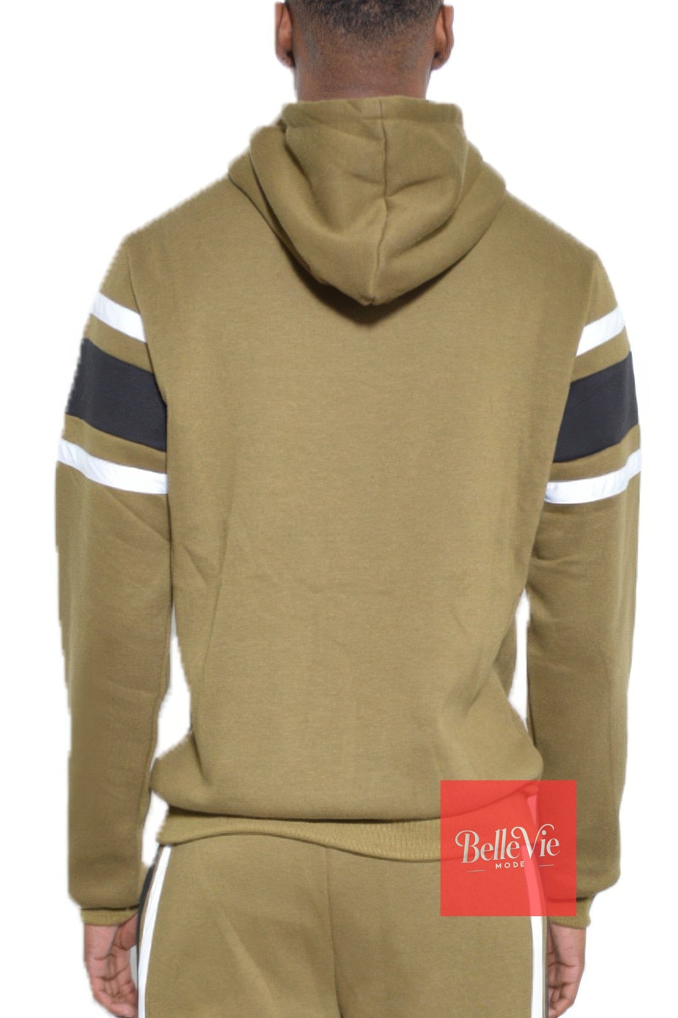 BelleVie Mode Solid With Three Stripe Pullover Hoodie