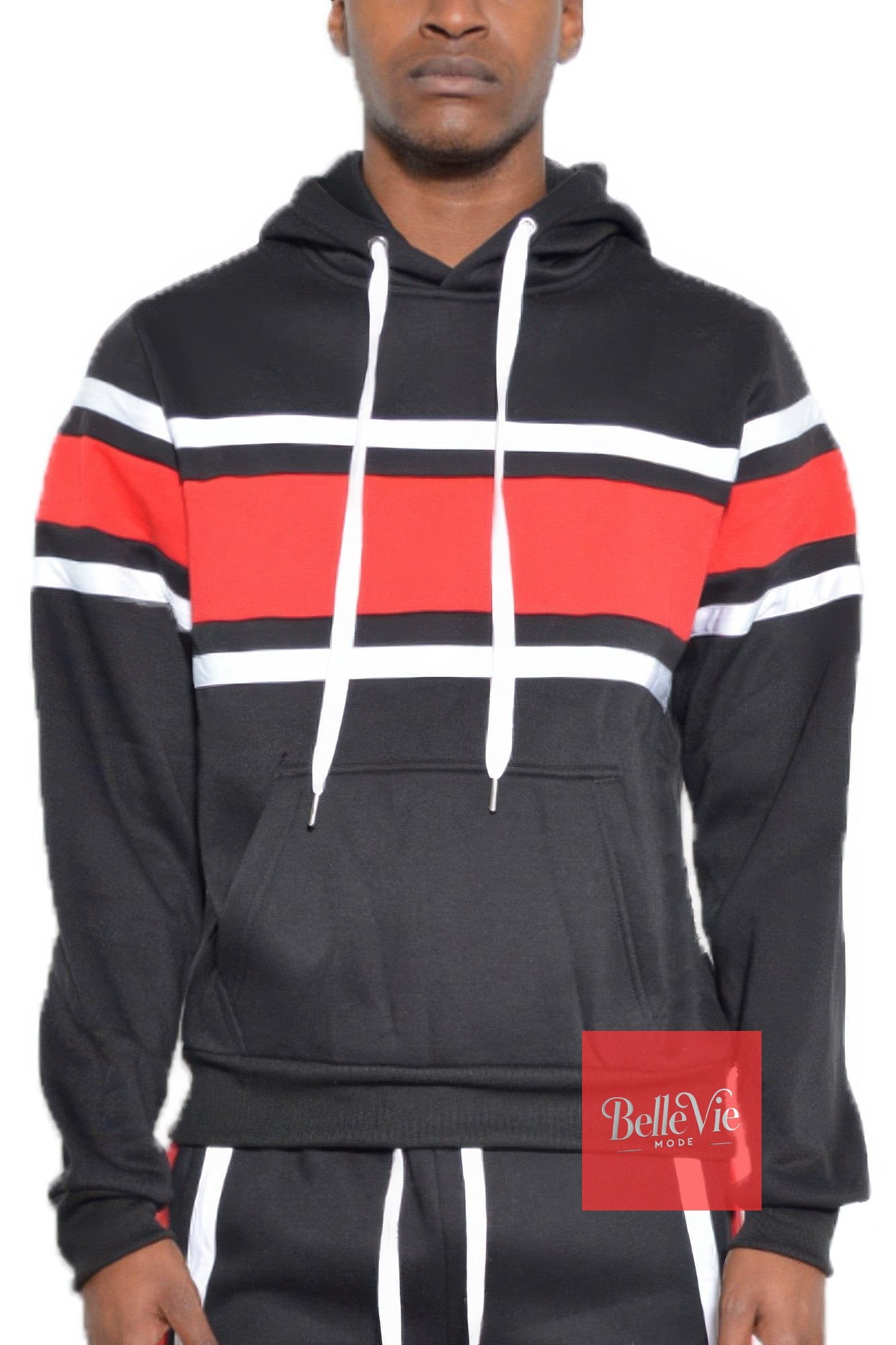 BelleVie Mode Solid With Three Stripe Pullover Hoodie