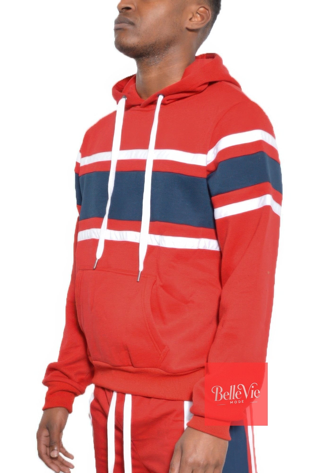 BelleVie Mode Solid With Three Stripe Pullover Hoodie