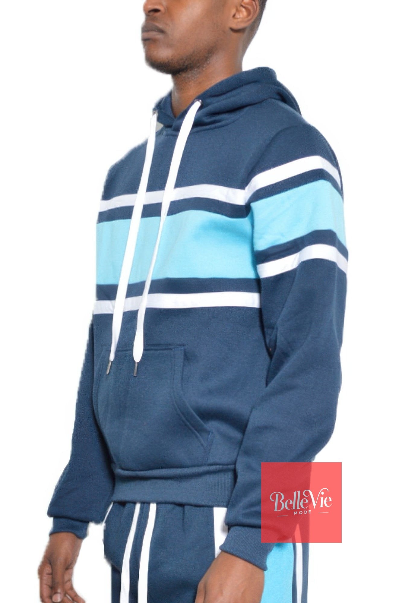 BelleVie Mode Solid With Three Stripe Pullover Hoodie