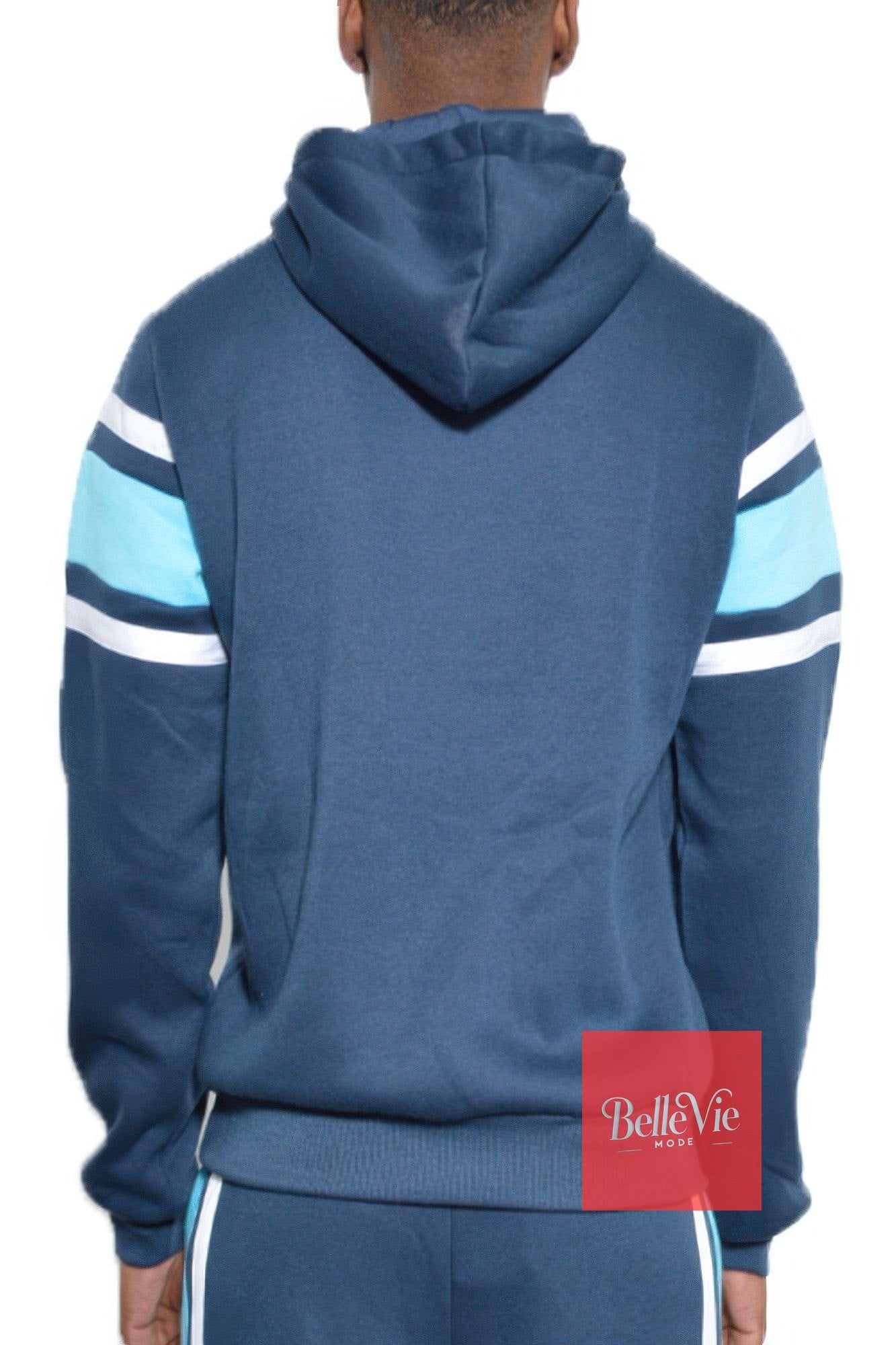 BelleVie Mode Solid With Three Stripe Pullover Hoodie