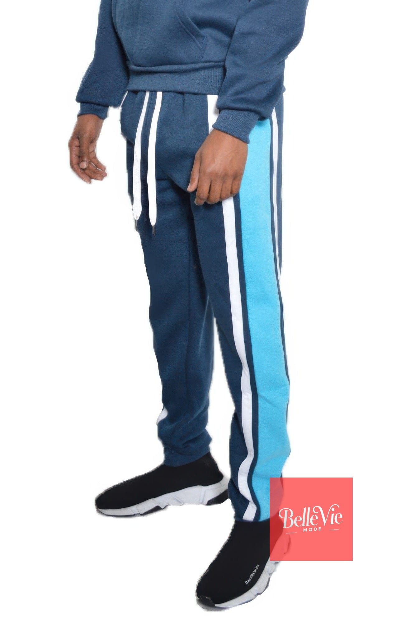 BelleVie Mode Solid With Three Stripe Sweat Pants