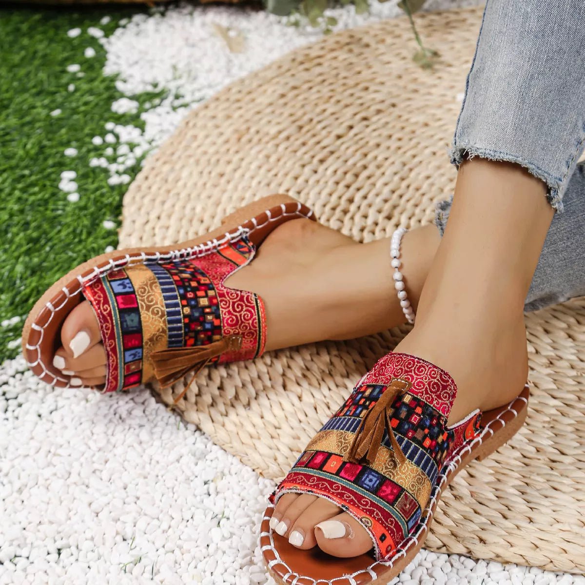 Tassel Open Toe Sandals - BelleVieMode