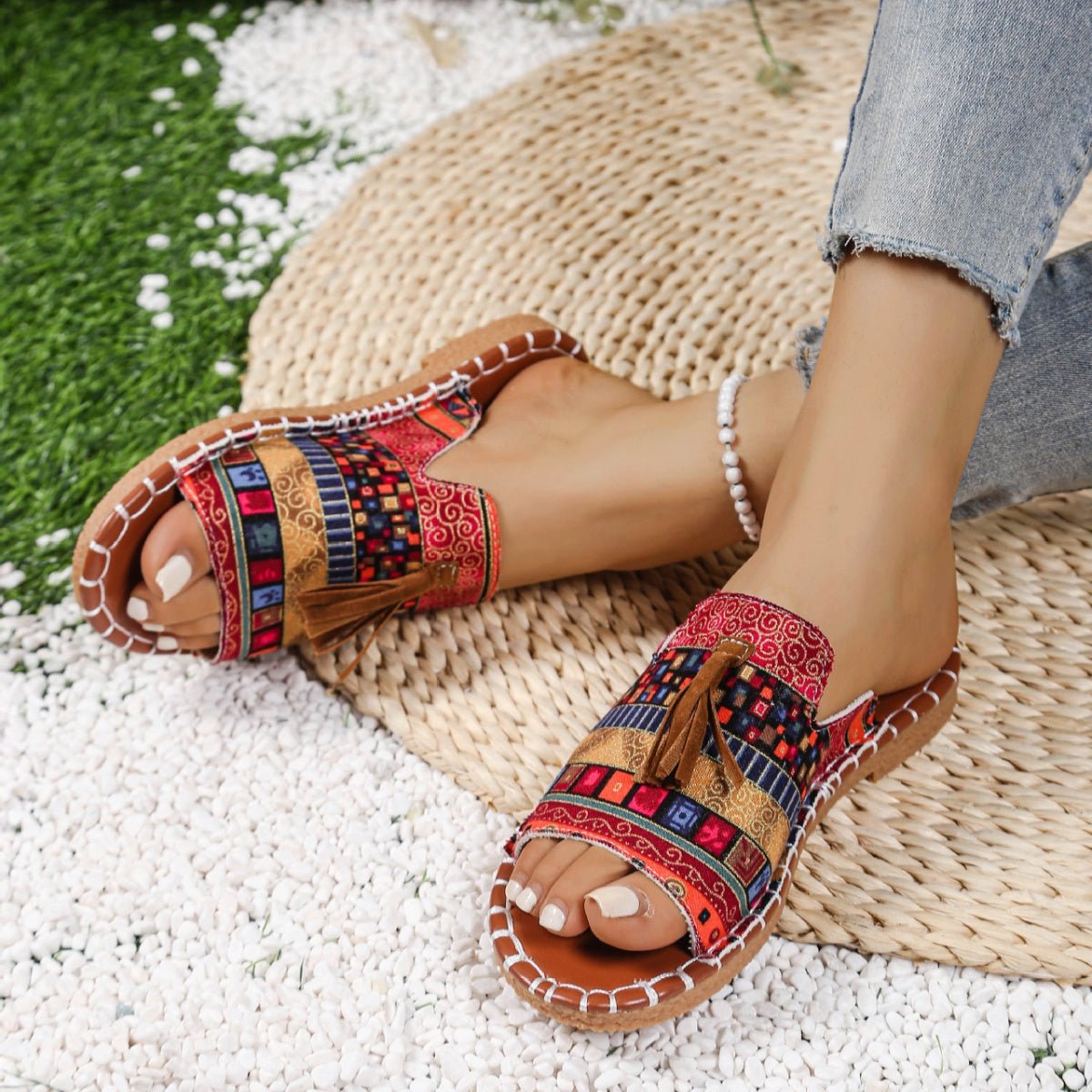 Tassel Open Toe Sandals - BelleVieMode