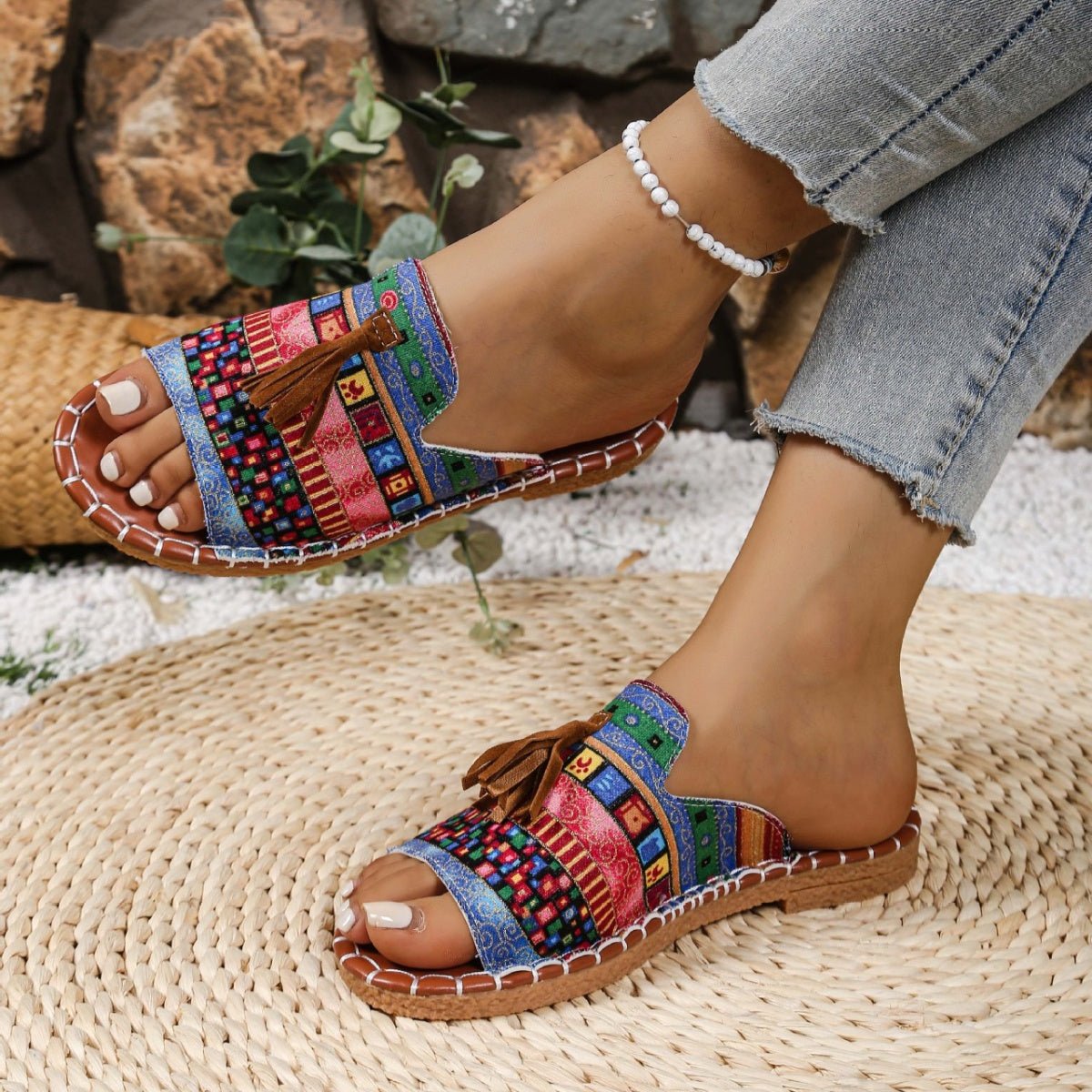 Tassel Open Toe Sandals - BelleVieMode