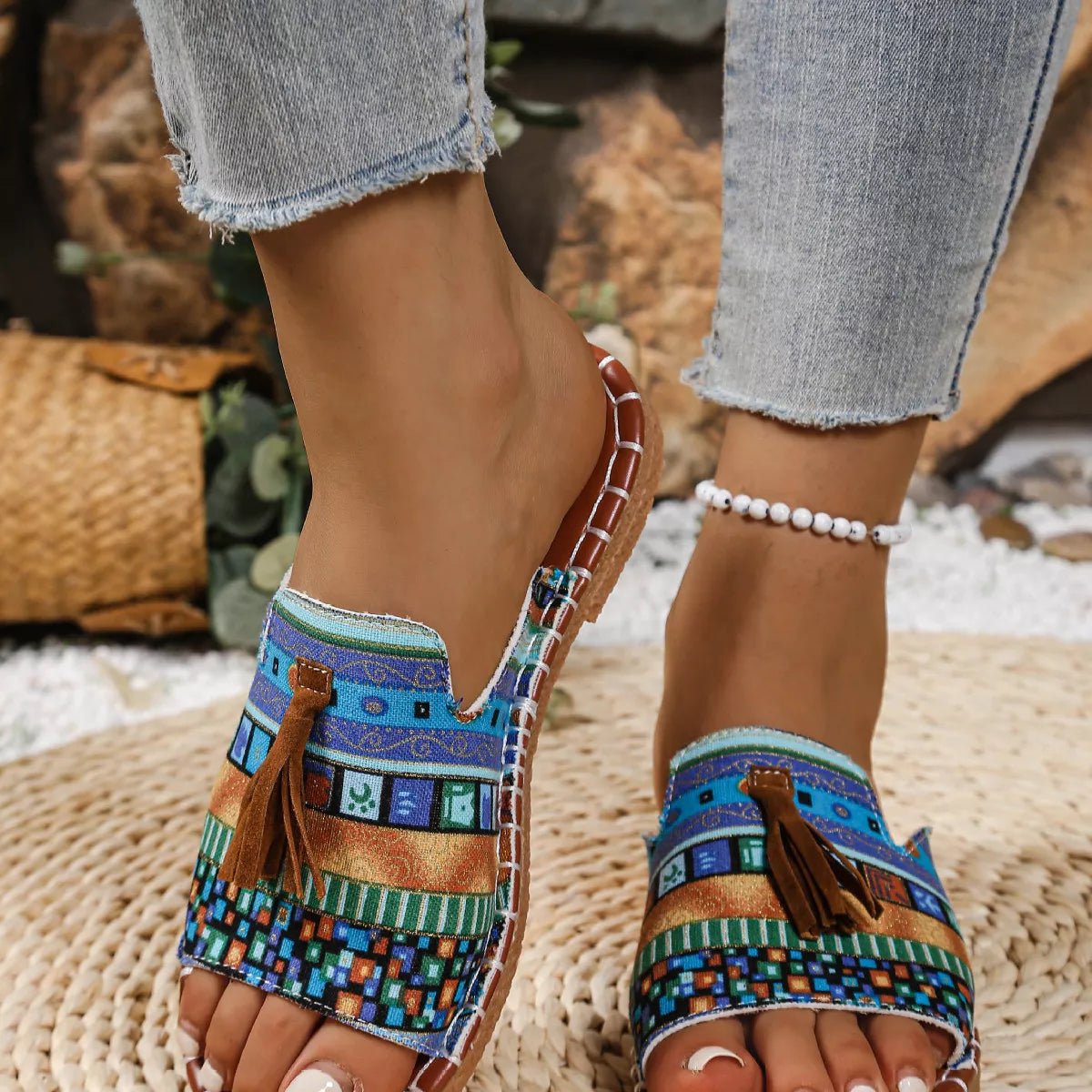 Tassel Open Toe Sandals - BelleVieMode