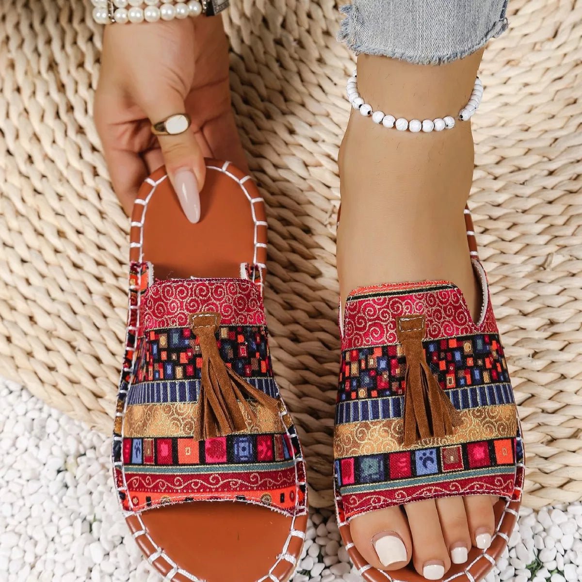 Tassel Open Toe Sandals - BelleVieMode