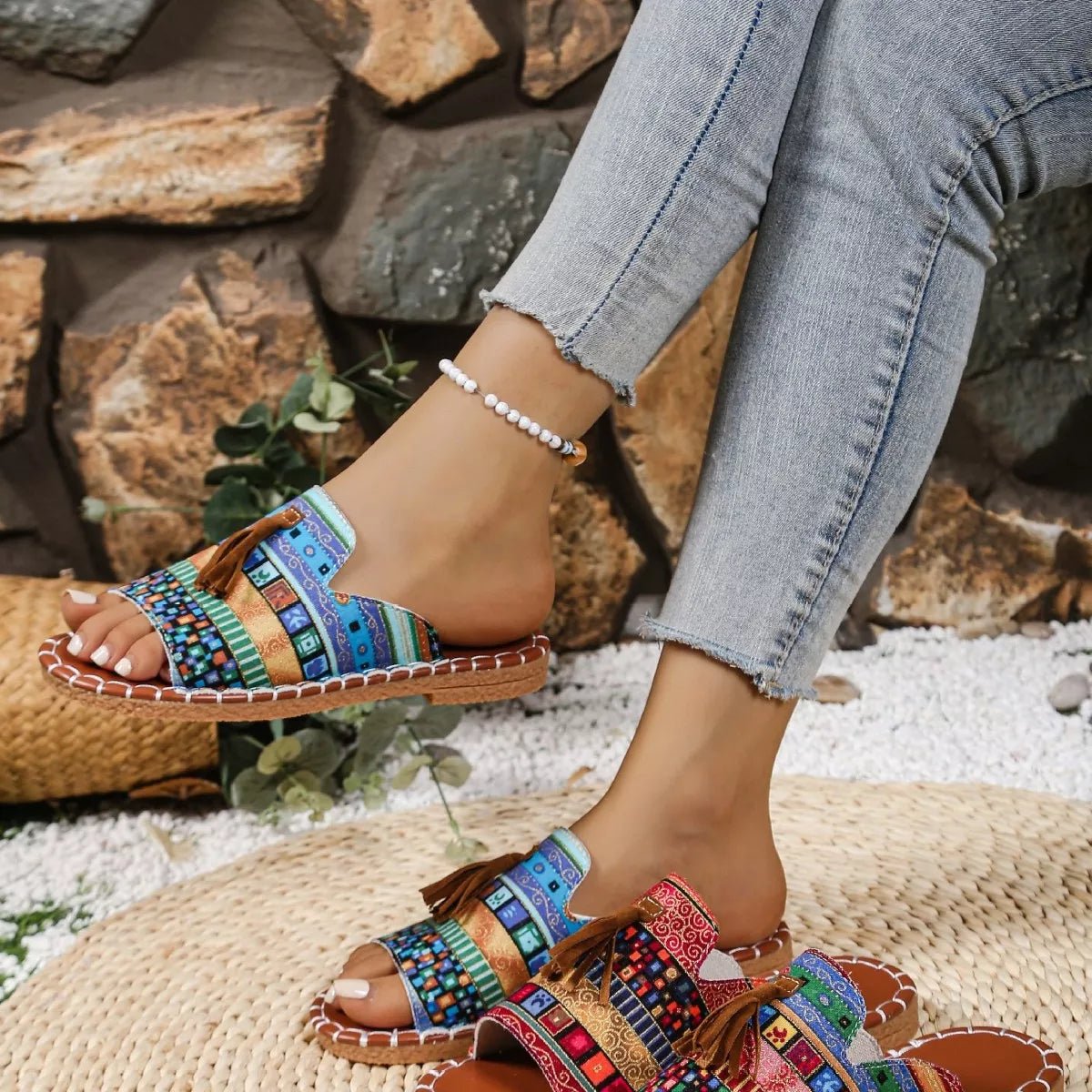 Tassel Open Toe Sandals - BelleVieMode