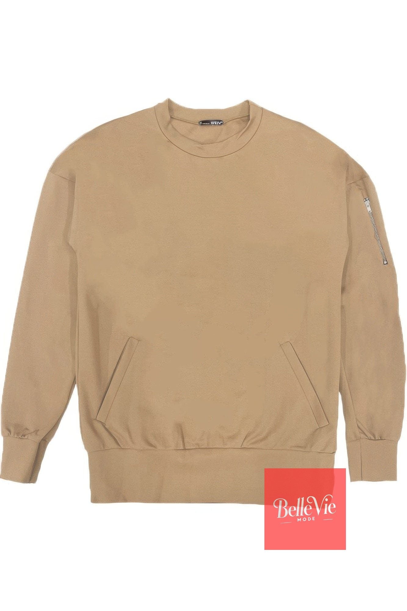 BelleVie Mode Taupe / S Men's Casual Long Sleeve Pullover Sweatshirts