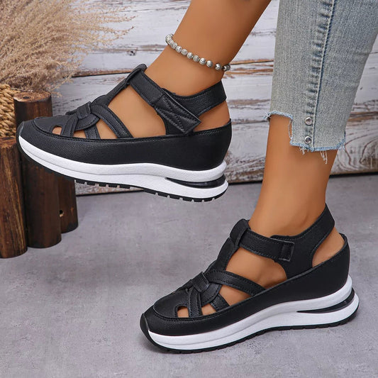 Velcro Wedge Sandals - BelleVieMode