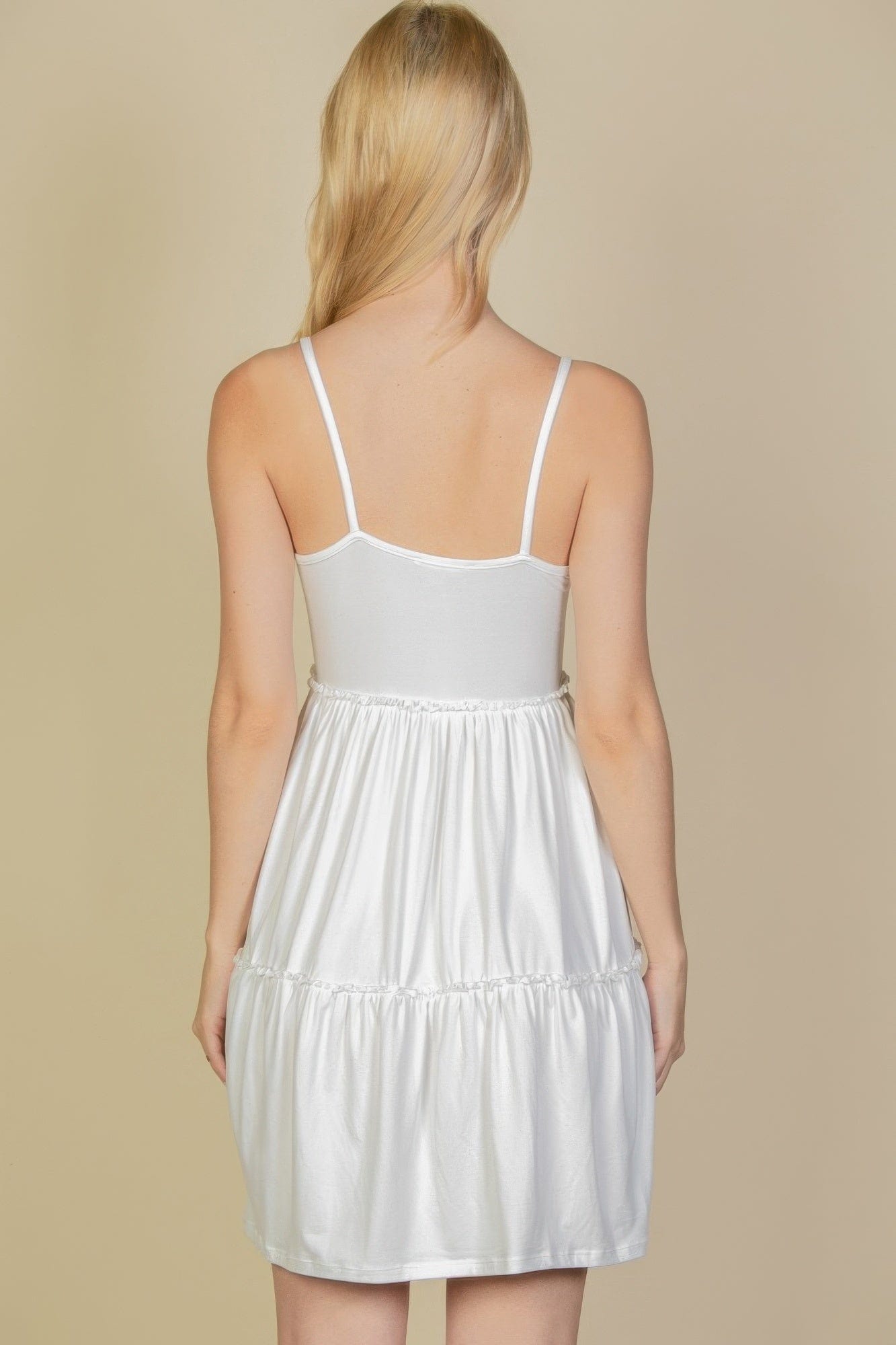 BelleVie Mode White / S Tiered Cami Swing Dress