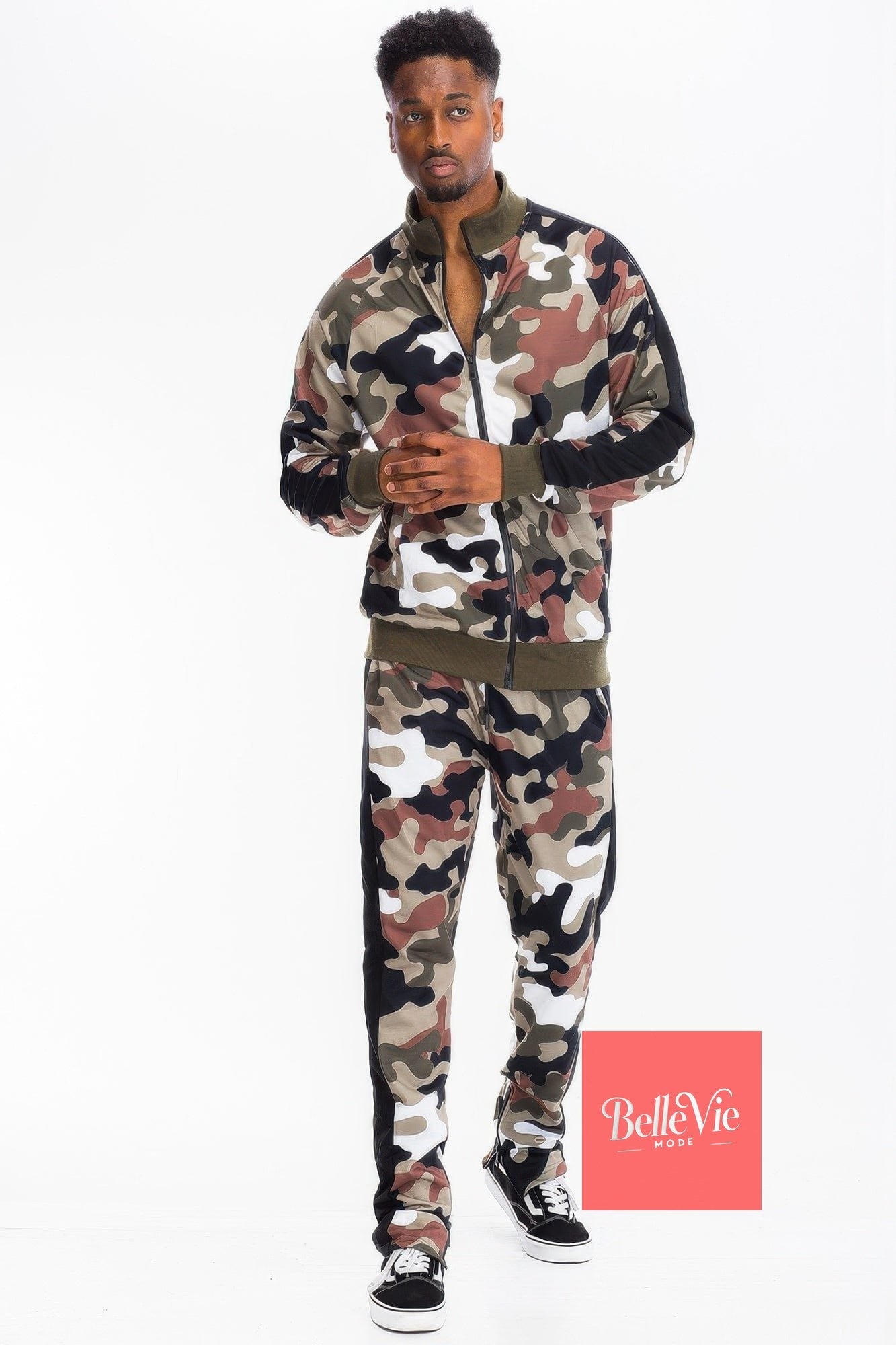 BelleVie Mode Wood Camo / S Full Camo With Stripe Track Bottom Pants