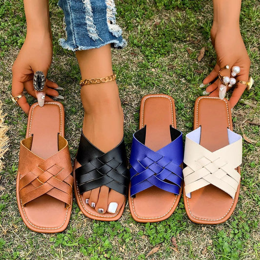 Woven Open Toe Sandals - BelleVieMode